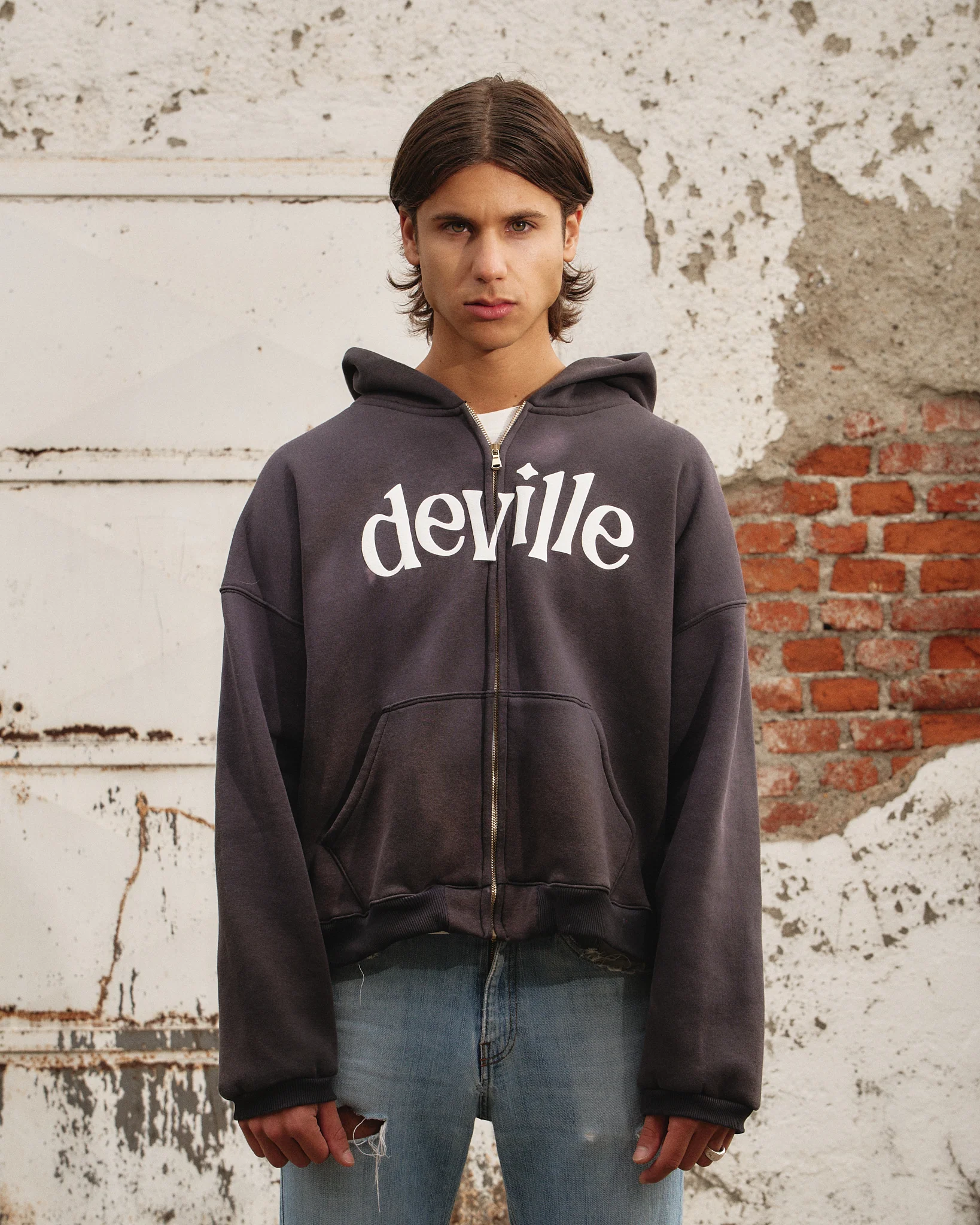 Faded Black Zip Hoodie - Image 3