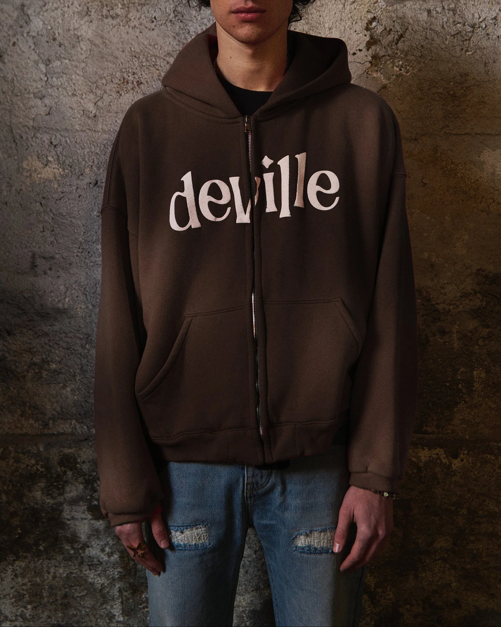 Faded Brown Zip Hoodie - Image 5